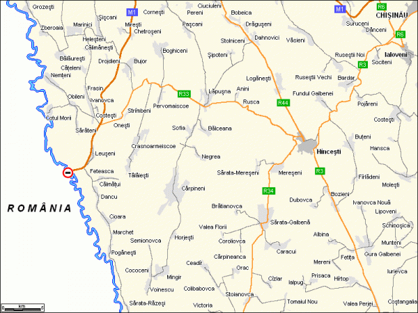 Schema Harta drumurilor auto Chisinau, Ialoveni, Hincesti