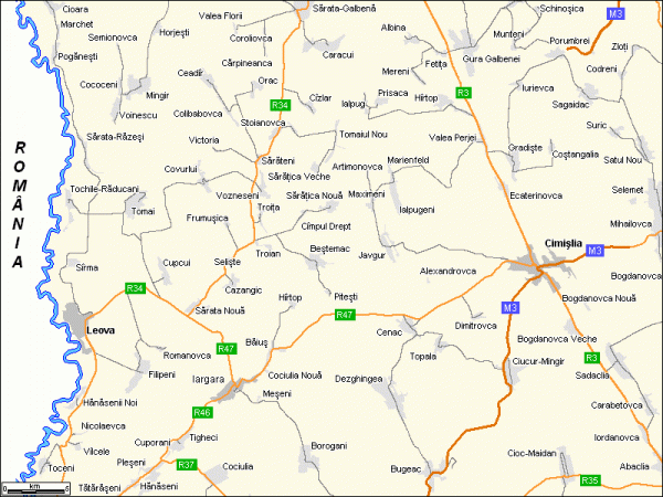 Schema Harta drumurilor auto Cimislia, Leova