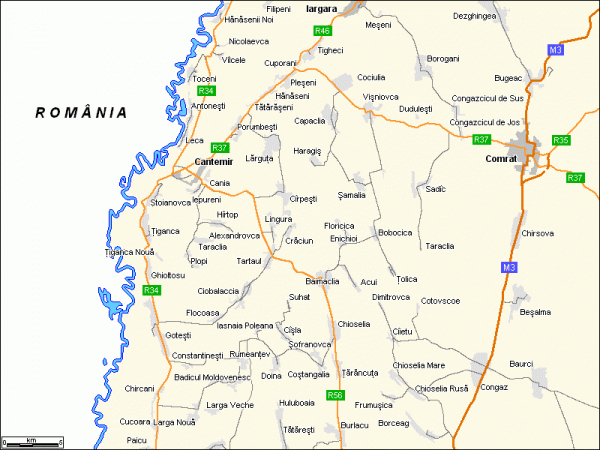 Schema Harta drumurilor auto Iargara, Cantemir, Comrat