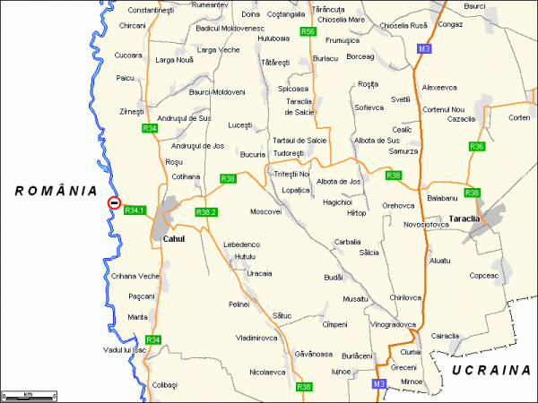 Schema Harta drumurilor auto Taraclia, Cahul
