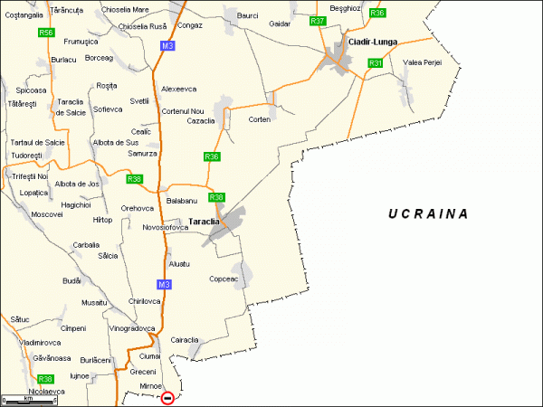 Schema Harta drumurilor auto Ciadr-Lunga, Taraclia