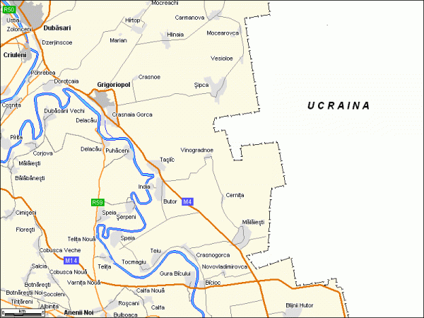 Schema Harta drumurilor auto Criuleni, Grigoriopol, Anenii-Noi